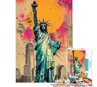 Rompecabezas para Adultos 1000 Piezas Estatua de la Libertad Rompecabezas Vintage 1000 Piezas Juguete Decoración de Pared Regalos para Mujeres (50x75cm)