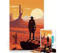 Rompecabezas para Adultos,1000 Piezas,Estilo Vaquero Occidental,Pixel Art,Corte Suave,Juego Creativo para ejercitar la Mente,diversión para el Tiempo Libre, Tranquilo (38x26cm)