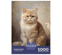 Rompecabezas para Adultos 1000 Piezas Exotic Shorthair Cat Rompecabezas Juguete Decoración De Pared Vacaciones En Casa Matar El Tiempo Juego Desafiante Regalos 52x38cm/1000pcs