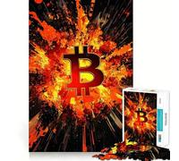Rompecabezas para Adultos 1000 Piezas Explosión de Bitcoin Arte de Corte preciso Juego Creativo Juguete Relajación Tiempo de Juego Escena navideña Arte (38x52cm)