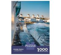 Rompecabezas para Adultos 1000 Piezas Famous Windmills Mykonos Rompecabezas para Adultos Juegos Relajantes Regalos para Mujeres Oferta como Regalos para Toda La Familia 70x50cm/1000pcs