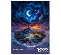 Rompecabezas para Adultos 1000 Piezas Fantasy Floating Island Under Crescent Moon Rompecabezas para Adultos Juegos Relajantes Regalos para Mujeres Juegos Desafiantes Regalos 52x38cm/1000pcs
