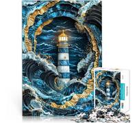 Rompecabezas para Adultos 1000 Piezas Faro en la tormenta Arte Kintsugi Aprendizaje Educativo Regalos de cumpleaños, Regalos, Arte Mural 38x52cm
