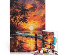 Rompecabezas para Adultos 1000 Piezas Felicidad al Atardecer en la Playa Juegos Juguetes Regalo Regalos de cumpleaños, Regalos, Arte Mural 38x26cm