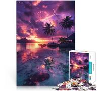 Rompecabezas para Adultos 1000 Piezas Felicidad al Atardecer Tropical Juegos Divertidos con Piezas de Formas aleatorias Que se entrelazan Completamente 52x38cm