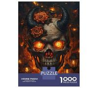 Rompecabezas para Adultos 1000 Piezas Fiery Skull & Roses -2 Rompecabezas para Adultos Juegos Relajantes Regalos para Mujeres Juegos Desafiantes Regalos 70x50cm/1000pcs