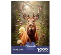 Rompecabezas para Adultos 1000 Piezas Floral Deer Majesty Rompecabezas para Adultos Juegos Relajantes Regalos para Mujeres Juegos Desafiantes Regalos 70x50cm/1000pcs