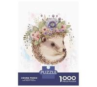 Rompecabezas para Adultos 1000 Piezas Floral Watercolor Hedgehog Rompecabezas para Adultos Juguete Decoración De Pared Patrón De Ensamblaje Actividades Divertidas En Casa 70x50cm/1000pcs