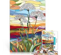 Rompecabezas para Adultos 1000 Piezas Flores de vitral Alivia el estrés Vacaciones en casa Matar el Tiempo Obra de Arte 50x70cm