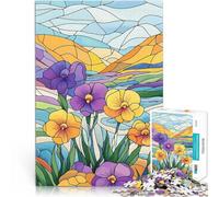 Rompecabezas para Adultos 1000 Piezas Flores de vitral Alivia el estrés Vacaciones en casa Matar el Tiempo Una Obra de Arte 38x26cm