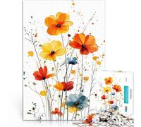 Rompecabezas para Adultos 1000 Piezas Flores Silvestres en Acuarela Alivio del estrés con Piezas de Formas aleatorias Que se entrelazan Completamente 75x50cm