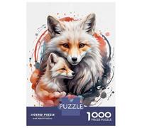 Rompecabezas para Adultos 1000 Piezas Fox Family Watercolor Rompecabezas para Adultos Juego Práctico Mejora La Memoria Actividades Divertidas En Casa 70x50cm/1000pcs
