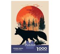 Rompecabezas para Adultos 1000 Piezas Fox Silhouette Sunset Rompecabezas Juegos Relajantes Corte De Precisión Cumpleaños Y Navidad 70x50cm/1000pcs