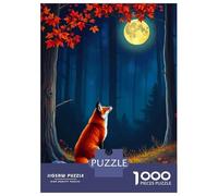 Rompecabezas para Adultos 1000 Piezas Fox Under The Full Moon Rompecabezas Juegos Relajantes Corte De Precisión Cumpleaños Y Navidad 38x26cm/1000pcs