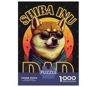 Rompecabezas para Adultos 1000 Piezas Funny Shiba Inu Dog Dad Rompecabezas para Adultos Juguete Decoración De Pared Patrón De Ensamblaje Actividades Divertidas En Casa 70x50cm/1000pcs