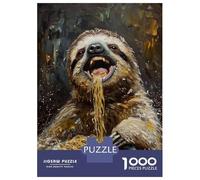 Rompecabezas para Adultos 1000 Piezas Funny Sloth Spaghetti Eat Rompecabezas para Adultos Juegos Divertidos Desafío Difícil Diversión En Casa Actividades, 38x26cm/1000pcs