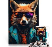 Rompecabezas para Adultos 1000 Piezas Gafas de Sol geniales Red Fox Matar el Tiempo en Vacaciones en casa Mejorar la Memoria 38x26cm