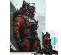 Rompecabezas para Adultos,1000 Piezas,Gato Astronauta,Juego de Ajuste, Acertijo,Regalo para un Momento de diversión Tranquila, Arte (38x26cm)