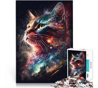 Rompecabezas para Adultos 1000 Piezas Gato Espacial cósmico Juguetes educativos de Aprendizaje Colección de Artistas, Bellas Artes 38x26cm