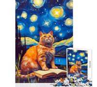 Rompecabezas para Adultos 1000 Piezas Gato Leyendo un Libro decoración del hogar Juguetes Ideas de Regalo Juego de ingenio Mejora el Amor Entre Parejas tamaño 50x75cm