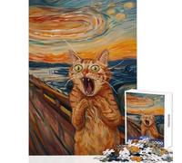 Rompecabezas para Adultos 1000 Piezas Gato Naranja El Grito Decoración del hogar Juguetes Regalos Ideas Juego de ingenio Mejorar el Amor Entre Parejas tamaño 38x26cm