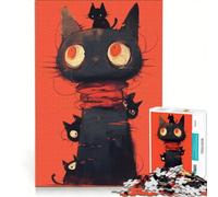 Rompecabezas para Adultos, 1000 Piezas, Gato Oscuro Anormal, Juguetes Antiestrés, Corte de Precisión, Regalo Ideal para Toda la Familia 50x75cm