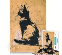 Rompecabezas para Adultos 1000 Piezas Gato Skratch Exact Edge Art Focus Building Toy Cozy Time Game Christmas Wall Art (38x52cm)