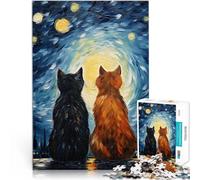 Rompecabezas para Adultos 1000 Piezas Gatos Enamorados Van Gogh Juegos educativos Juguetes de Bricolaje Mejorar el Amor Entre Parejas 52x38cm
