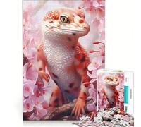 Rompecabezas para Adultos 1000 Piezas Gecko Leopardo Acuarela Juegos Familiares Interacción Padre-Hijo Regalos de Juegos Reto 38x52cm