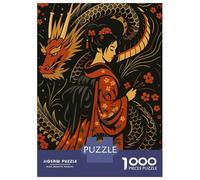 Rompecabezas para Adultos 1000 Piezas Geisha and Dragon Art Illustration Rompecabezas para Adolescentes Juegos Relajantes Una Obra De Arte Cumpleaños Y Navidad 52x38cm/1000pcs