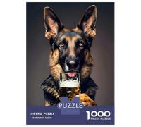 Rompecabezas para Adultos 1000 Piezas German Sheperd Beer Rompecabezas para Adolescentes Juguete Decoración De Pared Alivio del Estrés Cumpleaños 52x38cm/1000pcs