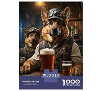 Rompecabezas para Adultos 1000 Piezas German Shepherd Beer Dogs Rompecabezas Juegos Relajantes Corte De Precisión Cumpleaños Y Navidad 52x38cm/1000pcs