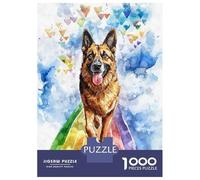 Rompecabezas para Adultos 1000 Piezas German Shepherd Rainbow Bridge Rompecabezas Juegos Relajantes Corte De Precisión Cumpleaños Y Navidad 38x26cm/1000pcs