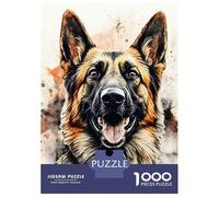 Rompecabezas para Adultos 1000 Piezas German Shepherd Watercolor (2) Rompecabezas para Adultos Juego Práctico Decoración Actividades Divertidas En Casa 38x26cm/1000pcs