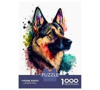 Rompecabezas para Adultos 1000 Piezas German Shepherd Watercolor Rompecabezas para Adultos Juegos Divertidos Desafío Difícil Diversión En Casa Actividades, 70x50cm/1000pcs
