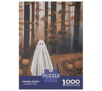 Rompecabezas para Adultos 1000 Piezas Ghost, Cat, and Pumpkins in Autumn Forest Rompecabezas para Adultos Juego Práctico Mejora La Memoria Actividades Divertidas En Casa 52x38cm/1000pcs