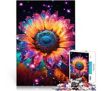 Rompecabezas para Adultos 1000 Piezas Girasol cósmico Dorado neón Juguete Educativo Intelectual descompresor Regalo Divertido 75x50cm