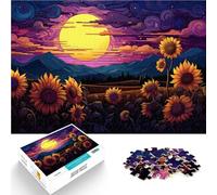 Rompecabezas para adultos, 1000 piezas, girasoles bajo el atardecer, competencia de velocidad manual, interacción entre padres e hijos, 14.95 x 20.47 pulgadas para niños de 14 años