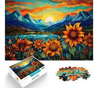Rompecabezas para adultos 1000 piezas Girasoles bajo el cielo juego de prueba 26x38cm Alivio del estrés Desafío difícil para los 14 años y más
