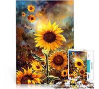 Rompecabezas para Adultos 1000 Piezas Girasoles Pintados Entrena tu Cerebro y Tus Manos Cada Pieza es única: un desafiante y Divertido Juego Familiar 38x26cm