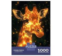 Rompecabezas para Adultos 1000 Piezas Glowing Giraffe Animal Rompecabezas Juguete Decoración De Pared Vacaciones En Casa Matar El Tiempo Juego Desafiante Regalos 38x26cm/1000pcs