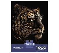 Rompecabezas para Adultos 1000 Piezas Gold Black Tiger Experessi Rompecabezas para Adolescentes Juguete Decoración De Pared Alivio del Estrés Cumpleaños 38x26cm/1000pcs
