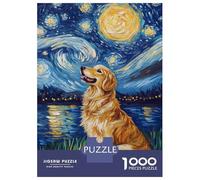 Rompecabezas para Adultos 1000 Piezas Golden Dog Under Starry Sky -4 Rompecabezas para Adultos Juegos Relajantes Regalos para Mujeres Juegos Desafiantes Regalos 70x50cm/1000pcs