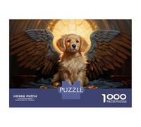 Rompecabezas para Adultos 1000 Piezas Golden Retriever Puppy Angel Rompecabezas Juguete Decoración De Pared Vacaciones En Casa Matar El Tiempo Juego Desafiante Regalos 52x38cm/1000pcs