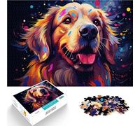 Rompecabezas para adultos 1000 piezas Golden Retrievers juego de puzzle con piezas de formas aleatorias totalmente encajables para los 14 años 26x38cm