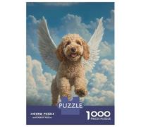 Rompecabezas para Adultos 1000 Piezas Goldendoodle Dog Flying in The Sky Goldendoodle Remembrance Wall Art Rompecabezas Juegos Relajantes Corte De Precisión Cumpleaños Y Navidad 70x