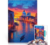 Rompecabezas para Adultos 1000 Piezas Góndola al Atardecer en Venecia Juegos Juguetes Regalo Trato como Regalo para Toda la Familia 52x38cm