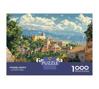 Rompecabezas para Adultos 1000 Piezas Granada, Spain Vintage Poster Rompecabezas Juegos para Relajarse Vacaciones En Casa Matar El Tiempo Actividades Divertidas En Casa 38x26cm/1000pcs