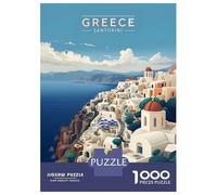 Rompecabezas para Adultos 1000 Piezas Greece Santorini Travel Rompecabezas para Adultos Juegos Familiares Carrera De Velocidad Manual Cumpleaños 70x50cm/1000pcs