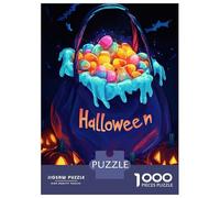 Rompecabezas para Adultos 1000 Piezas Halloween Candy Bag Pumpkins Rompecabezas para Adultos Juego Práctico Mejora La Memoria Actividades Divertidas En Casa 52x38cm/1000pcs